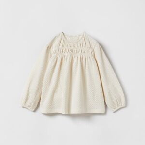 ZARA Smocked Structured Blouse Top